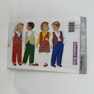 Butterick 4645 Kids Vest Pants Skirt Pattern Size 5–6X Vintage 90s Uncut Easy